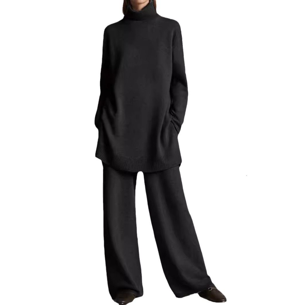 dresses for woman 2024 dresses for woman Spring and Autumn Season New Knitted Solid Color High Neck Loose Casual Two Piece Set dresses