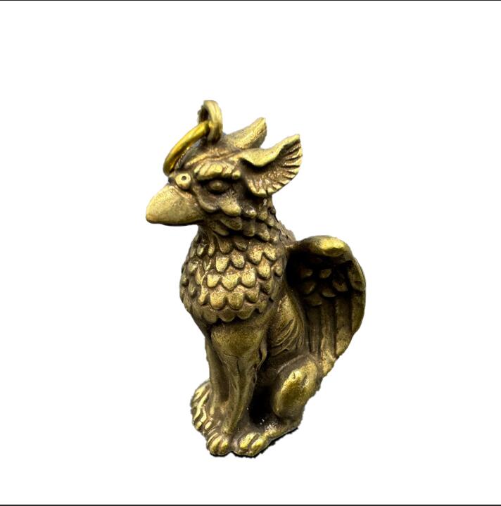 New Brass Bird Beak Tengu Lanyard Pendant Keychain Accessories Solid metal bird with long beak 8-7