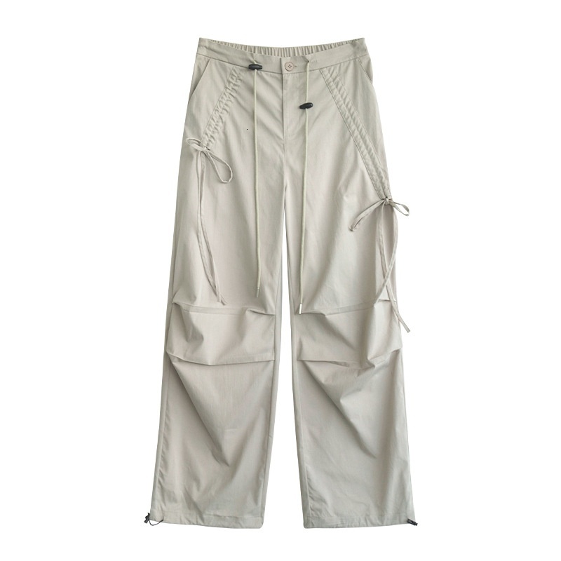Work women's spring autumn quick drying sports 2024 new with a high-end feel, high waist and slimming effect, bow tie wide leg pants