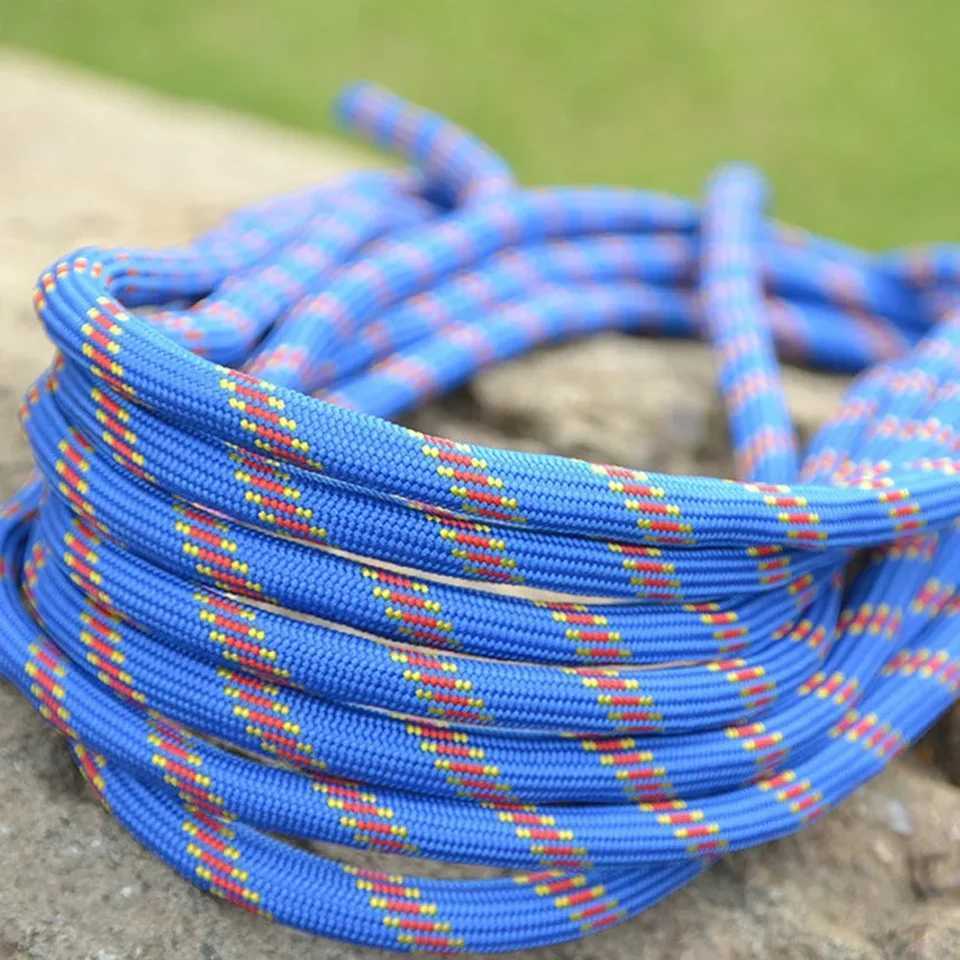 Safe climbing rope 10M 10mm polyester equipment red/blue static thick knitted tree wall high performance CL240926