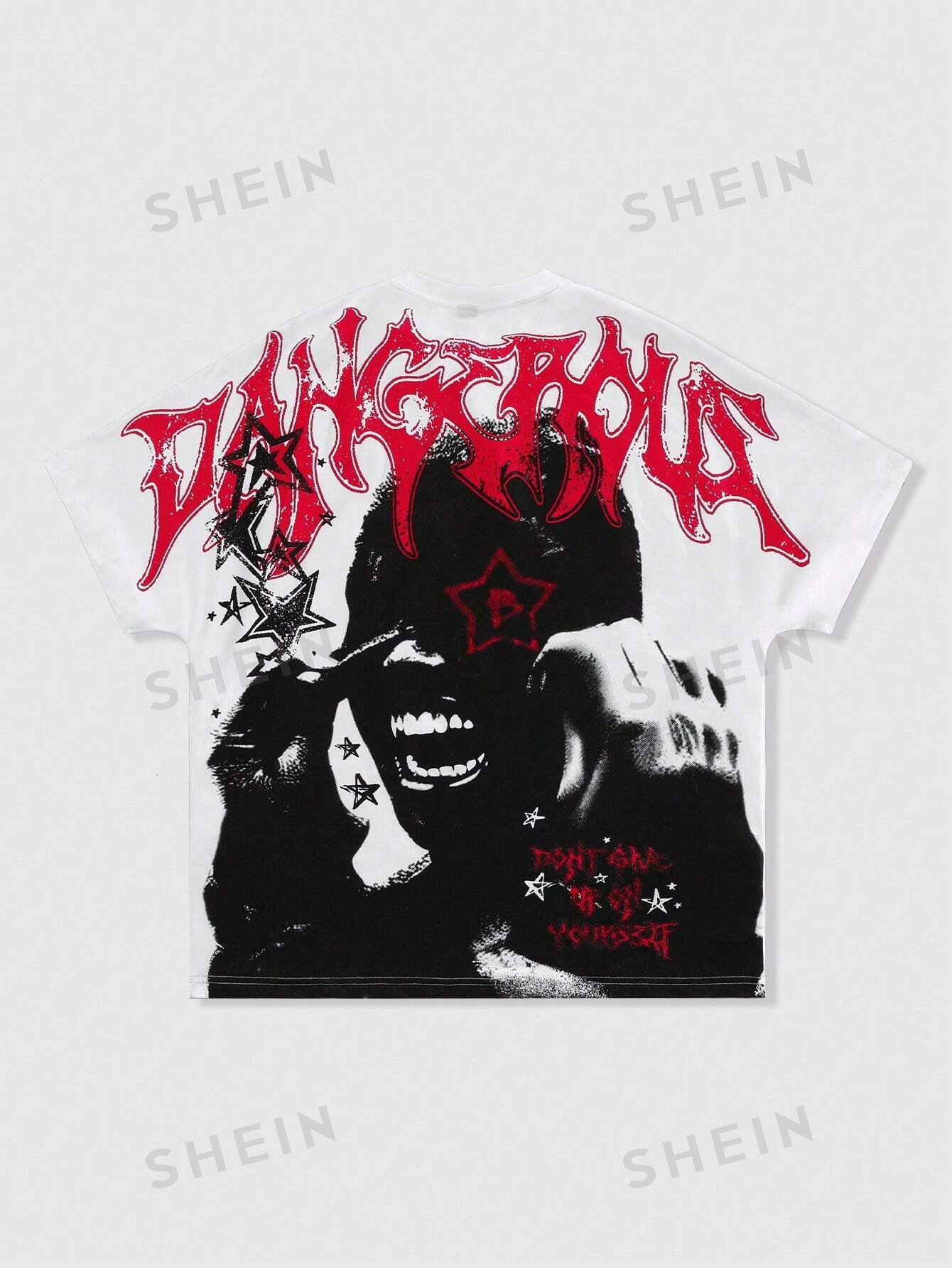 Mens Casual Letter Graphic Print Short Sleeve Round Neck T-Shirt, Summer