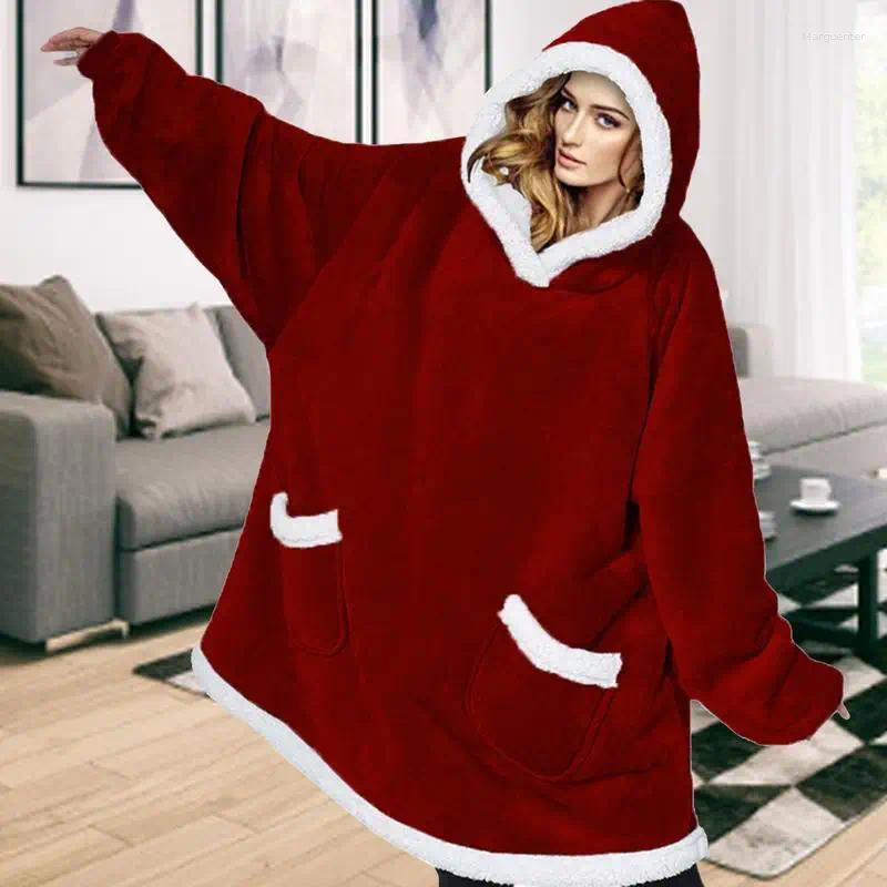 Flannel Wearable Blanket with Sleeves, Cozy Warm Hooded Poncho Wrap for Adults Kids dh910320090