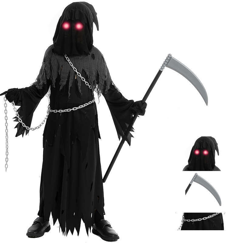 shanshi BAIGE Children's Party Dress Up Cloak Scary for Kids Grim Reaper Halloween Costumes