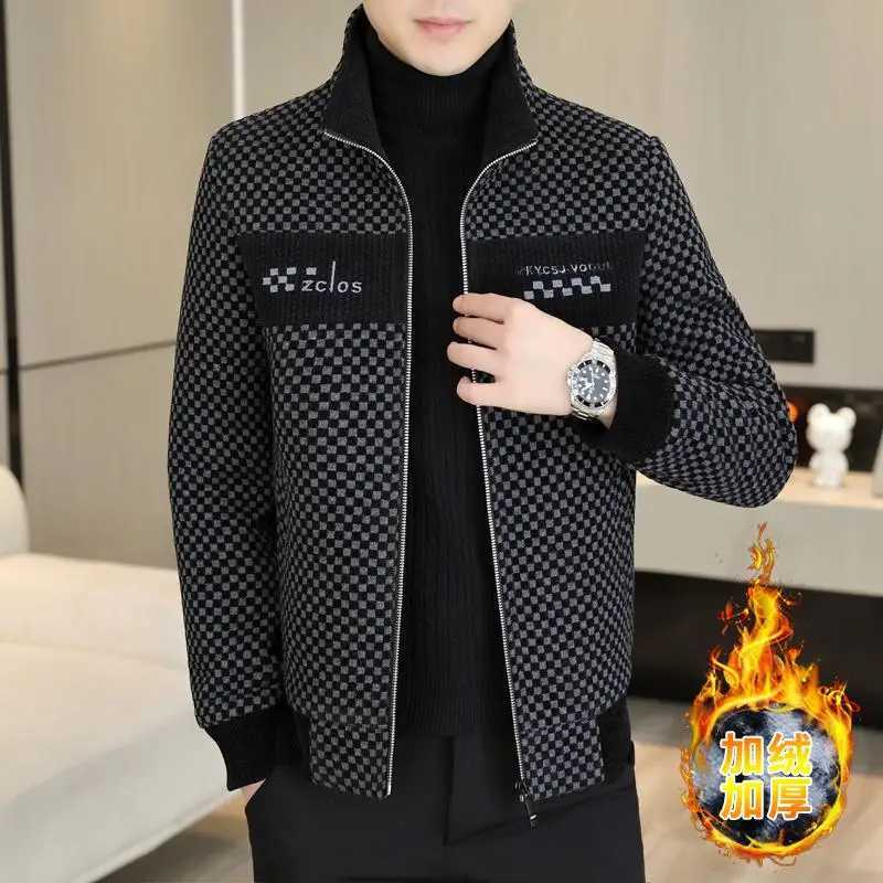 2023 autumn and winter new cashmere thick wool jacket mens casual loose comfortable high-quality outerwear jacket W240925
