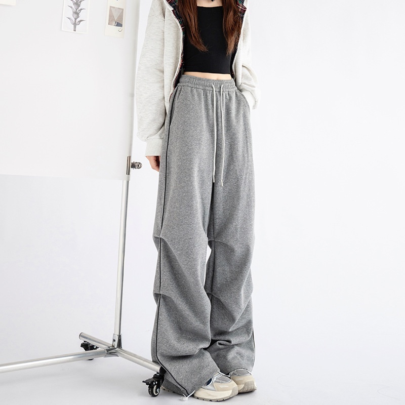 American sports for women, 2024 autumn new high waisted straight small parachute pants, casual wide leg work pants
