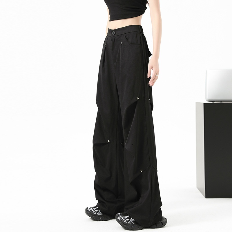 Carrot Uncle Willow Nail Work for Women Autumn/Winter 2024 High Waist Slim Straight Wide Leg American Plush Sports Pants