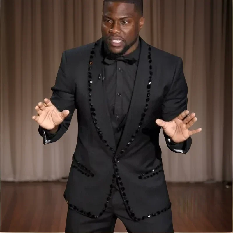 Beaded Wedding Suit Jacket for Men Slim Fit Crystal Male Blazer 1 Piece African Party Formal Slim Fit Suit Coat 2024