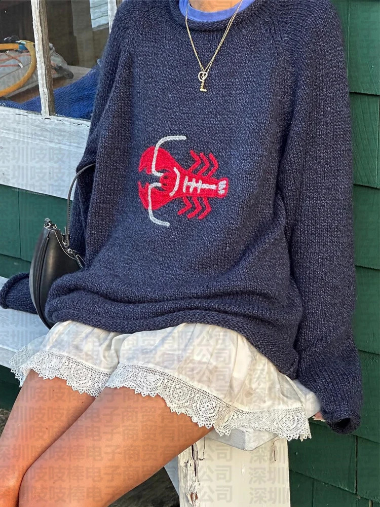 2024 Hip-hop Street Gothic Wool Retro Pullover Sweater Knitted Sweater Mens Womens Y2K Harajuku Punk Style Spring Sweater 240925