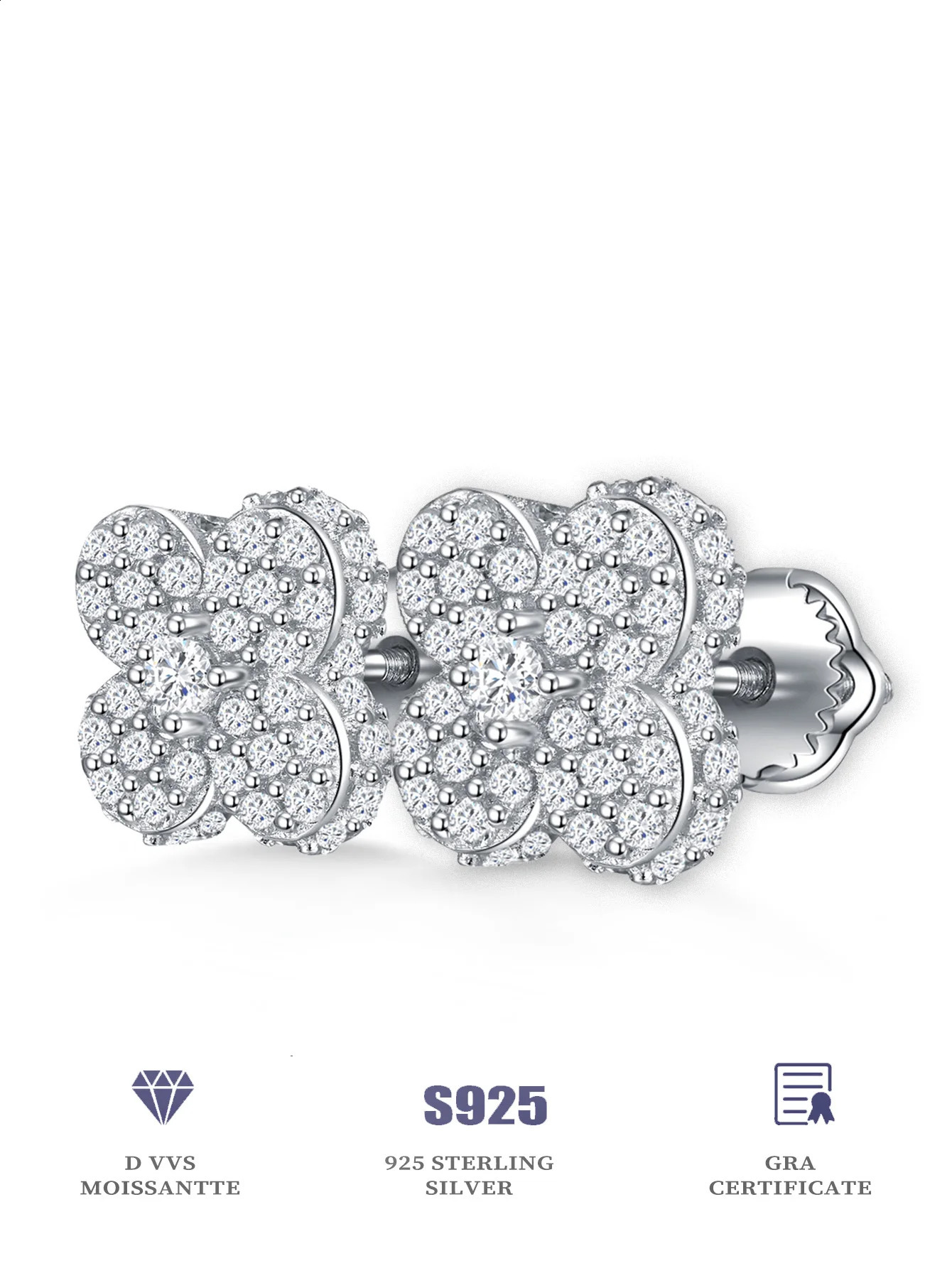 Flower earrings four leaf clover stud earrings earrings for women 240925