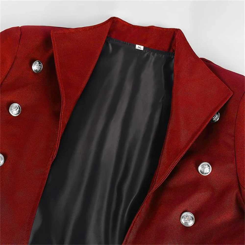 Mens Gothic Trench Medieval Steampunk Retro Coat Double layered Decoration Solid Mens Collar Coat Retro Long Trench W240925
