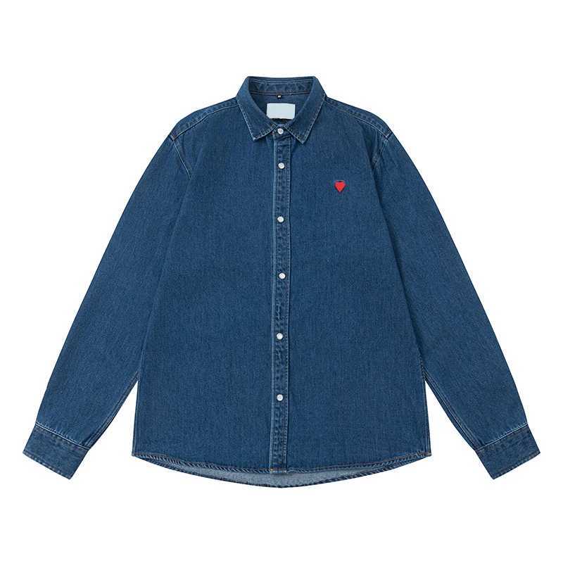 Mens denim jeans jacket womens denim retro clothing top womens heart-shaped pattern shirt jacket CL240926