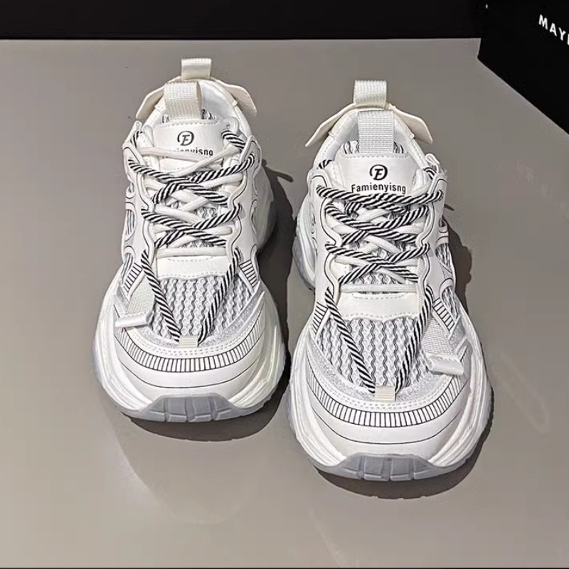 Ddmybear Silver Dad Women's Spring 2024 New Thick Sole Elevated Casual Sports Running Shoes Breathable Chinese Brand Shoes F926-67