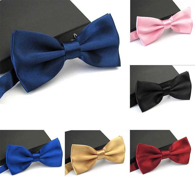 Mens satin tie classic wedding party tie solid color adjustable collar Y240925