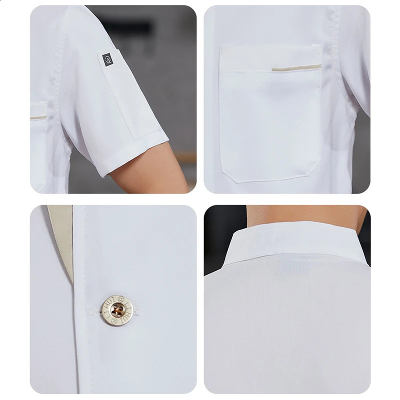 Mens Kitchen Jacket Professional Chef Uniform Restaurant Cooking Clothing Baking Coffee Shop Waiting Shirt el Coat Kitchen Jacket 240926