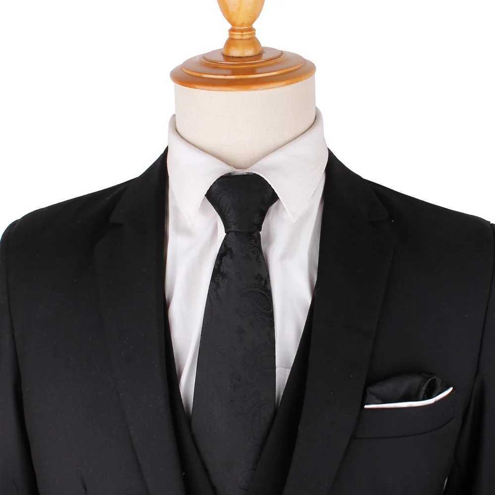 Mens new tight neck tie lace black tie set floral slim tie suitable for weddings business Grossman collar great gifts Y240925