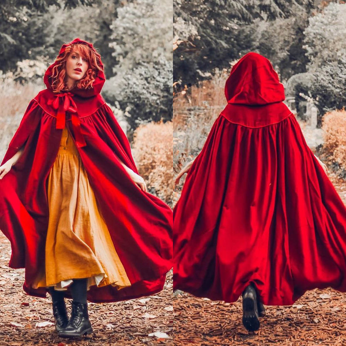 Sweety Halloween Cloak With Hooded Princess Long Wraps Witch Wizard Vampire Coat Costume Wicca Robe Cosplay Custom Made