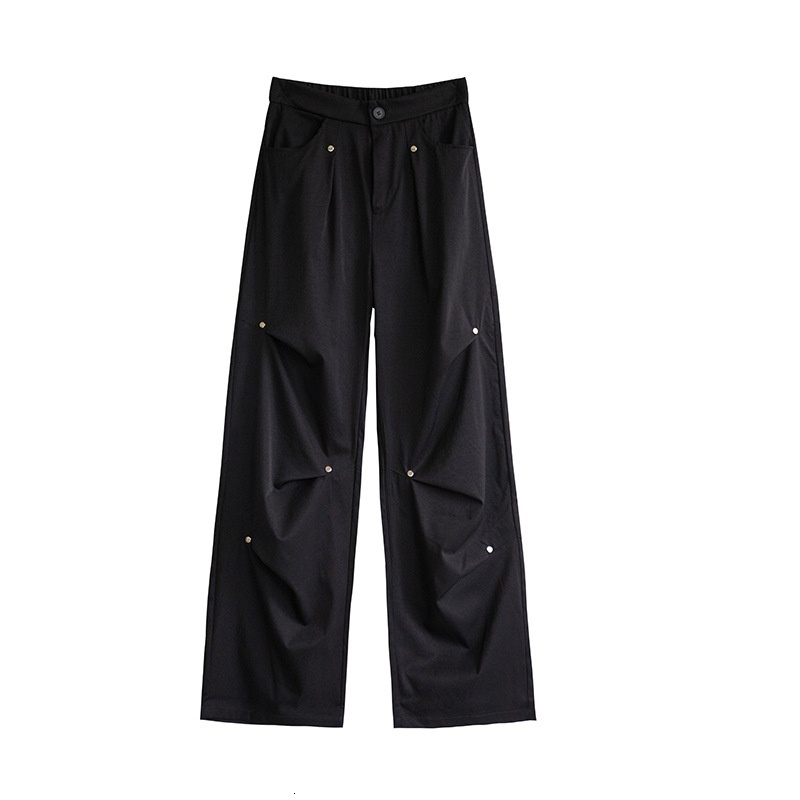 Riveted velvet work for women's autumn and winter 2024 new high waisted casual wide leg American sports pants
