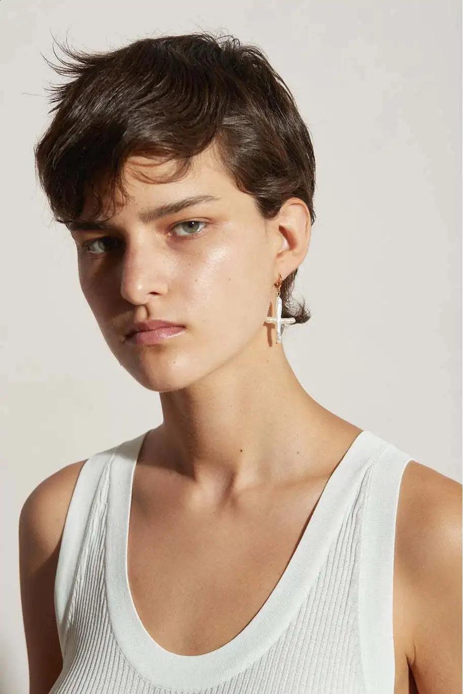 Instagram Bloggers Natural Cross shaped Freshwater Pearl Earrings with Gold Plated 240925