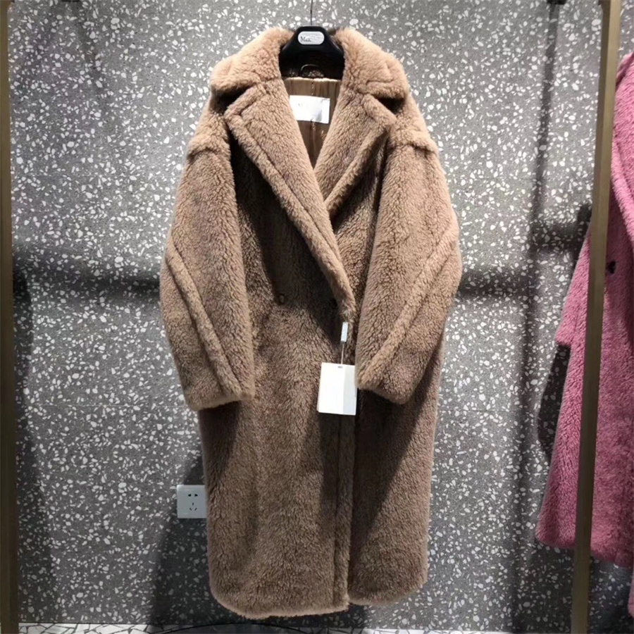 Women's Fur Long Overcoat Teddy Bear Jacket Authentic Women Winter Coat 2025 Thick Warm Oversize Outerwear Overcoat Real Lambswool Coats