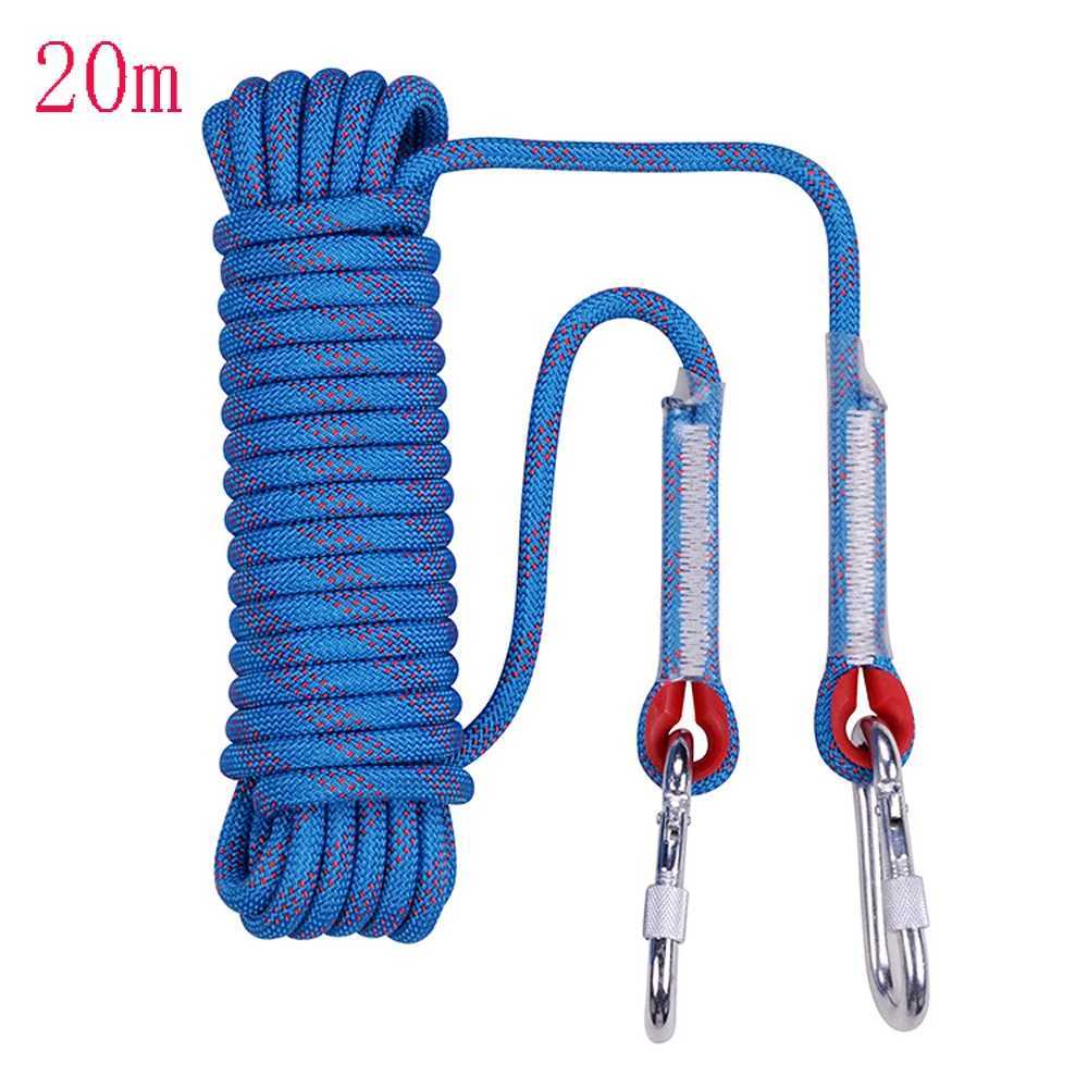 Climbing rope 10mm tree wall climbing harness gear outdoor survival fire escape safety rope highway buckle 10m 20m 30m CL240926