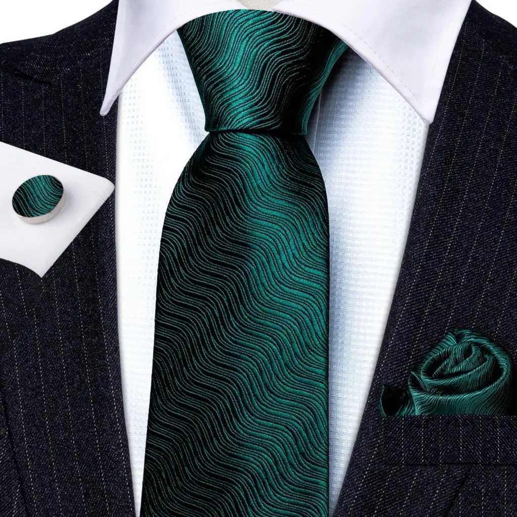 Barry. Green mint grapefruit silk mens tie Hanji cufflinks set jacquard olive sage blue collar used for M wedding business gifts Y240925