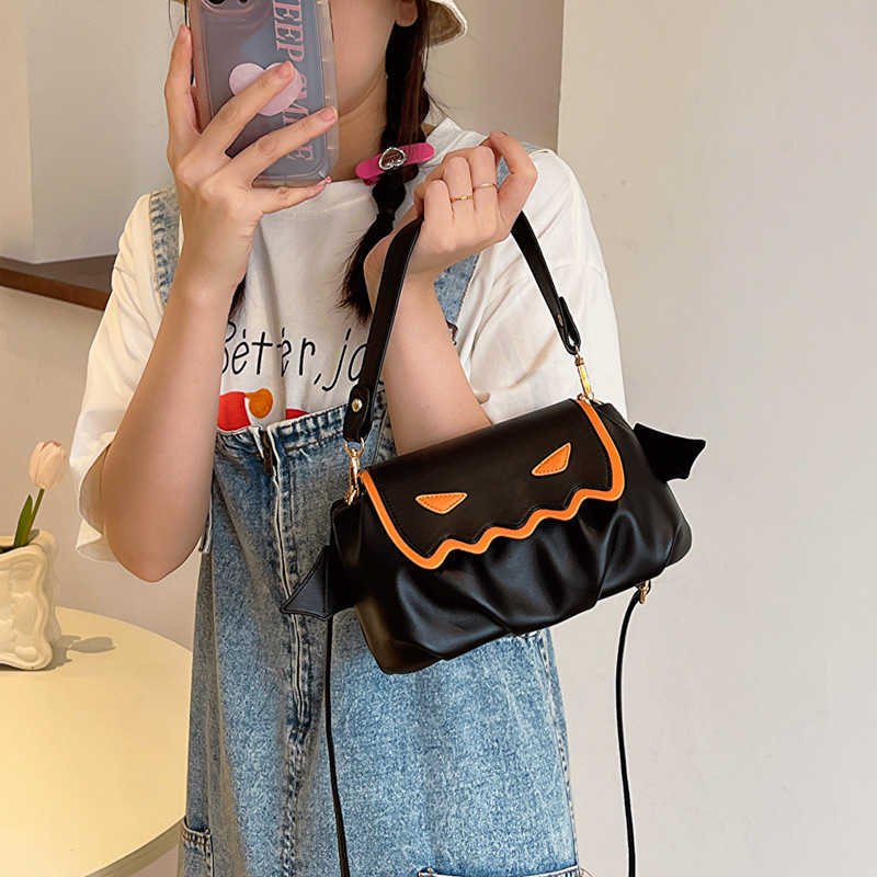 Funny gift bag, cute monster, fashionable design, personalized shoulder bag, pumpkin crossbody bag, trendy 240915