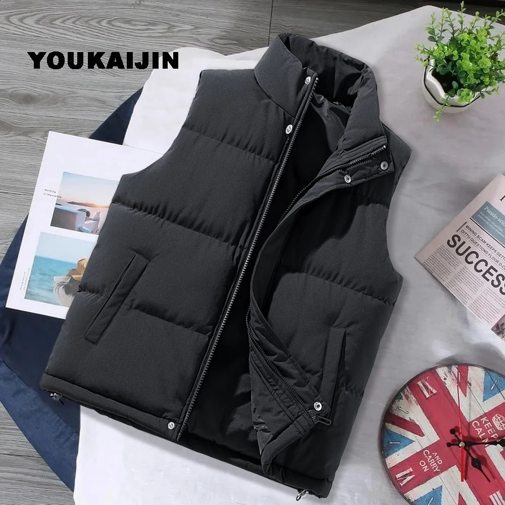 Brown vest jacket mens ultrathin set stand up collar sleeveless inflatable spring and autumn casual hiking running 240926