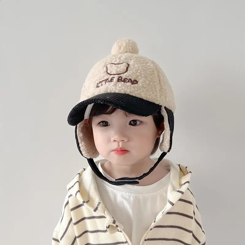Cartoon Childrens Ear Protection Hat Winter Plush Baseball Thick Cashmere Baby Duck Tongue 28 Year Sunshade 240925