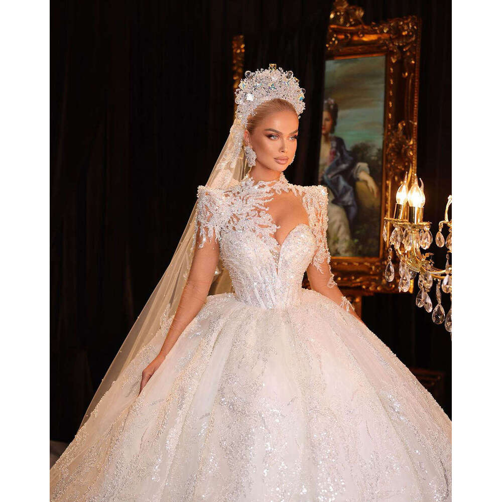Ball Gown Sweetheart Appliques Sequins Beads or-Length Sparkg Bride Wedding Dress Custom Made
