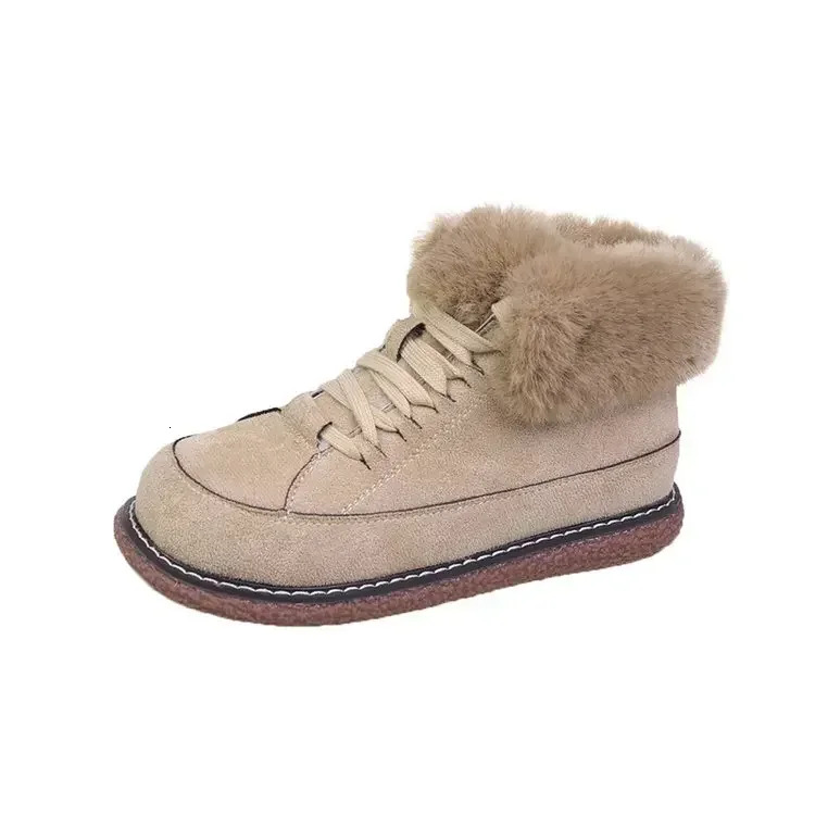 Snow Women Lace Up Warm Ankle Ladies Winter Fur Shoes Platform Casual Comfortable Short Boots Botas De Mujer 2024