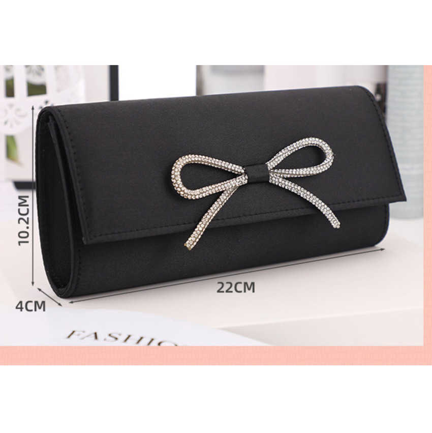 Clutch Bag Fashion Bow Temperament Dinner Bag Portable Solid Color Hand Designer Bag Mobile Phone Bag Cosmetics Storage Banquet Bag 240920