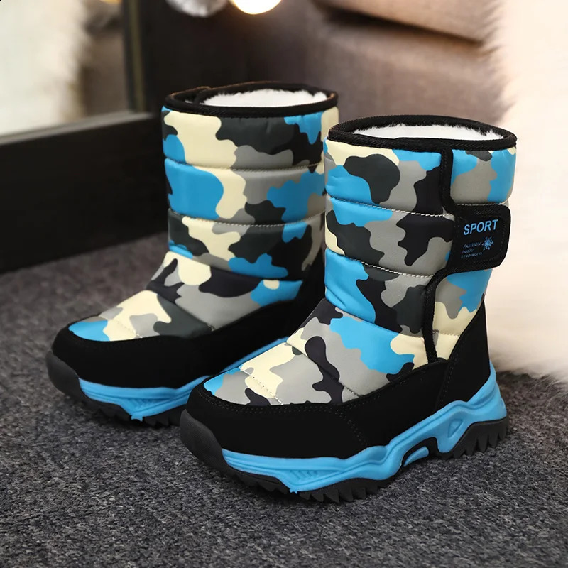 Childrens casual shoes for girls and boys anti slip claws warm fur snow boots winter sports shoes 240925