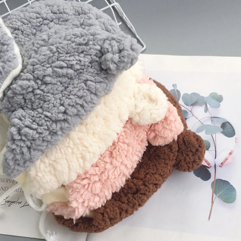 Cute bear baby earmuffs cashmere winter warmth born beanie hat outdoor toddlers boys girls warm 240925
