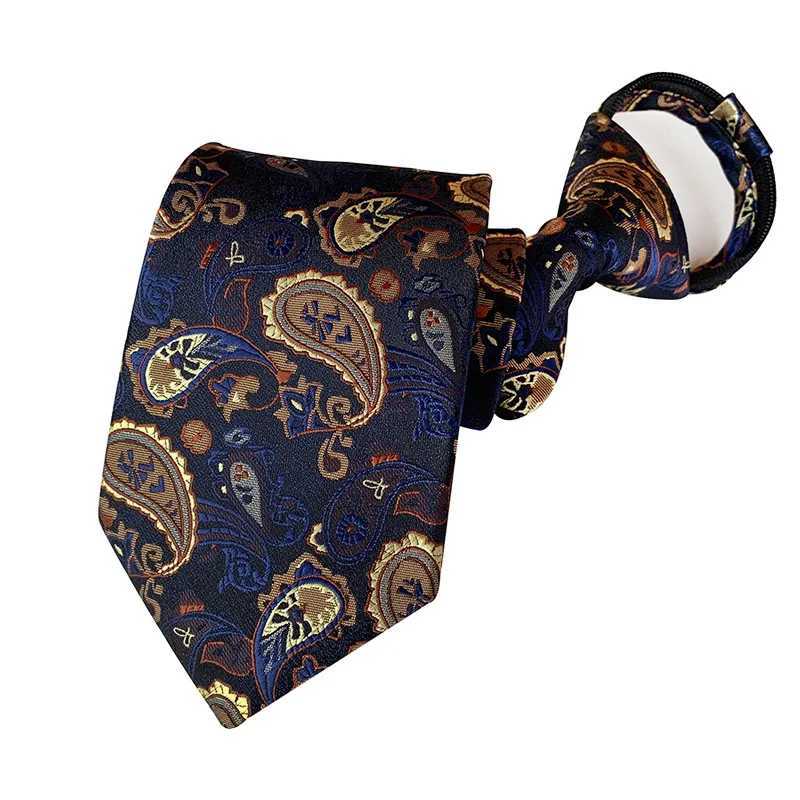 Pre-tied Necktie For Men Wen Paisley Style Zipper Tie Plaid Stripes Jacquard Classic 8cm Business Tie Men Wedding Accessories X2504072