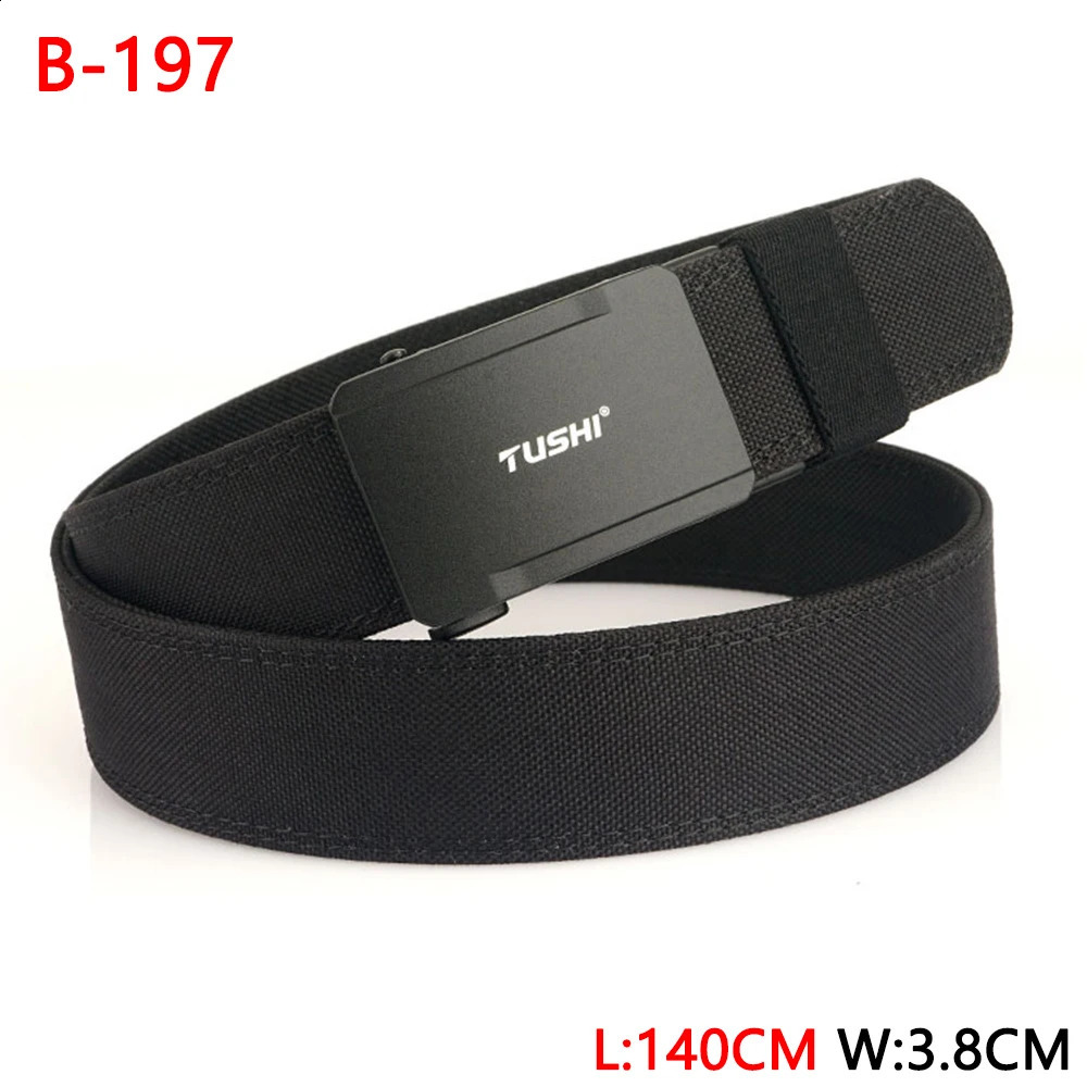 TUSHI 140CM mens military tactical belt sturdy nylon heavy-duty hard belt suitable for mens outdoor leisure belt automatic waist belt 240925