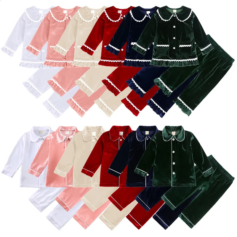 Infant Christmas Pajamas Sets Baby Velvet Thick Matching Family Pjs Children Boy Girl Dress Xmas Robe Kid LoungewearPants 251023