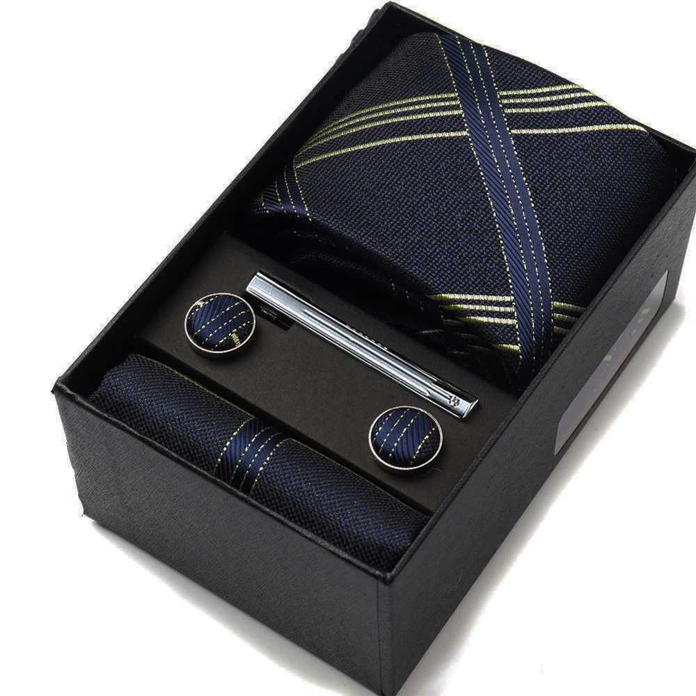 Mens tie gift box with collar handle cufflinks tie clip 6-piece set group business wedding holiday formal tie Y240925