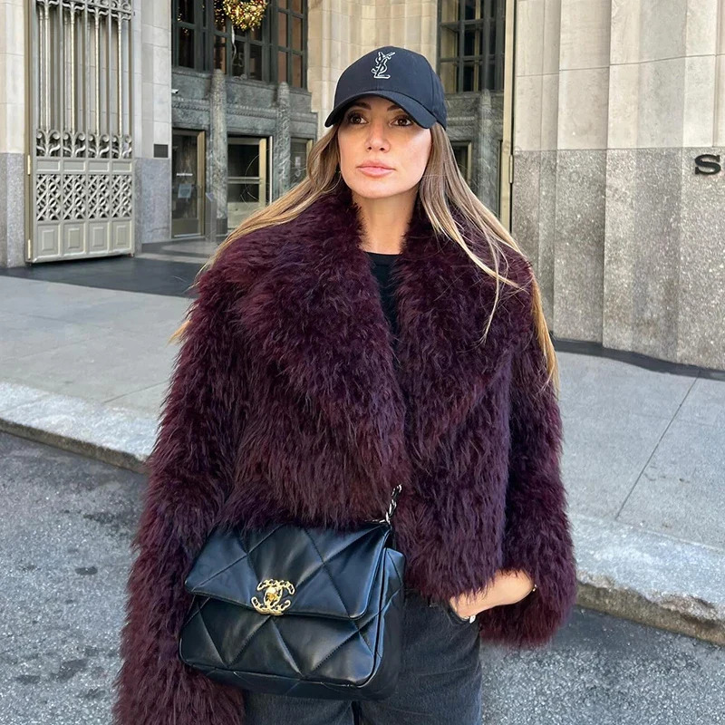 Neo Mint 2024 Winter Hot Trendy Iconic Blogger Fashion Bury Faux Coat Women Overcoat Girls Shawl Collar Lamb Fur Jacket