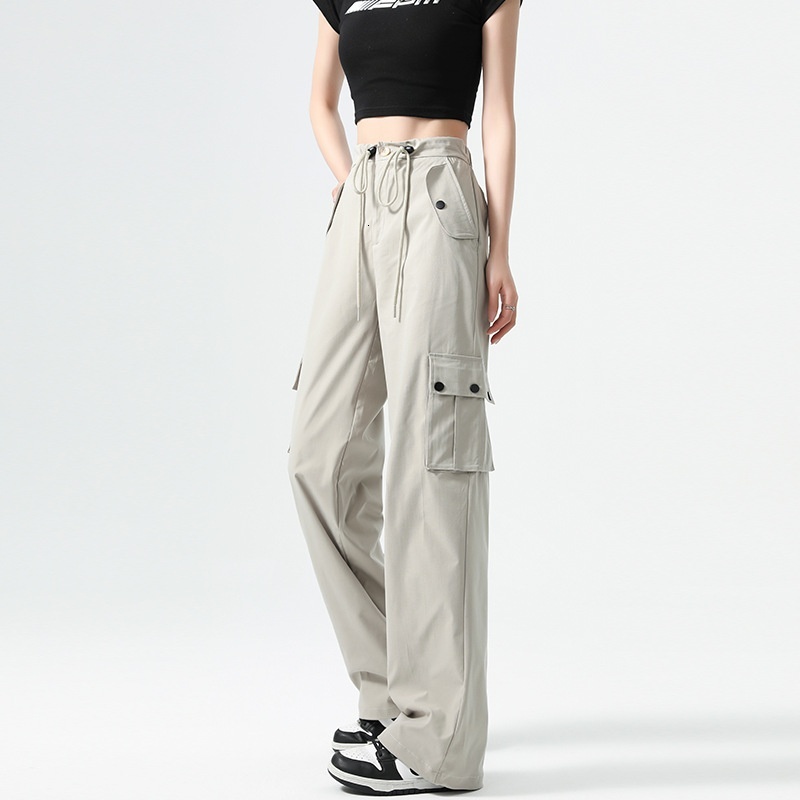 Quick drying workwear for women in the summer of 2024, new short leggings, high waisted wide leg American casual sports pants