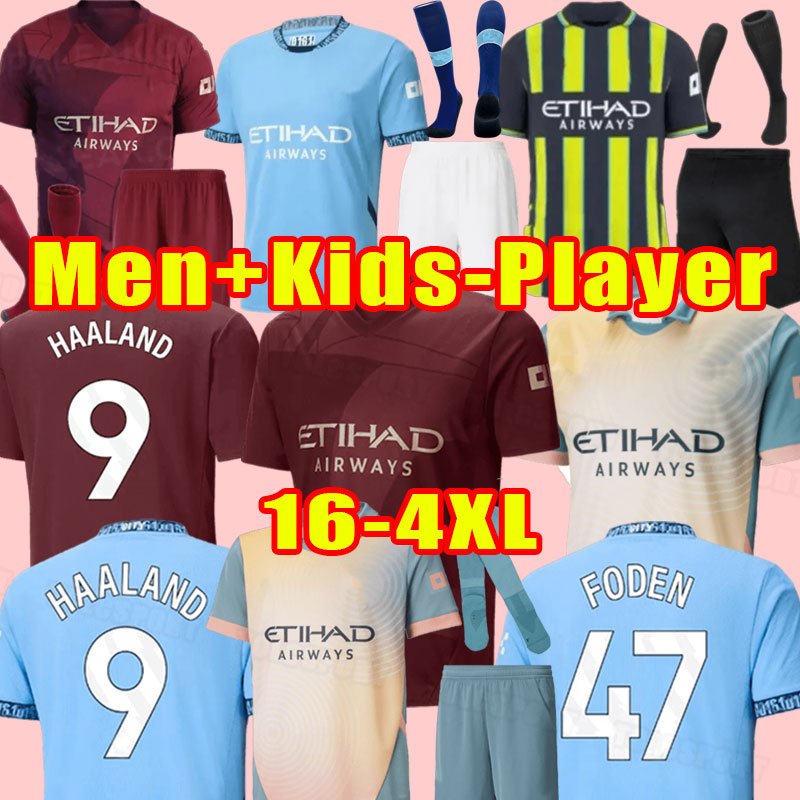man city 3XL 4XL HAALAND soccer jerseys 24 25 DE BRUYNE PHILLIPS GREALISH MAHREZ Man FODEN 2024 2025 ALVAREZ player version home away third men kids child kits