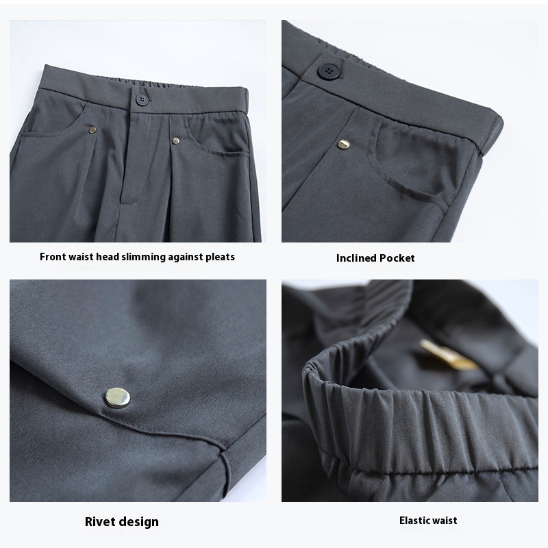 Riveted velvet work for women's autumn and winter 2024 new high waisted casual wide leg American sports pants