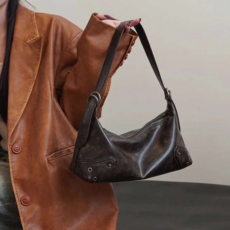 Vintage Women Tote Bags Fashion Designer Make Old Maillard Underarm Shoulder Bolso Mujer Daily Ladies Commute Bag 240924