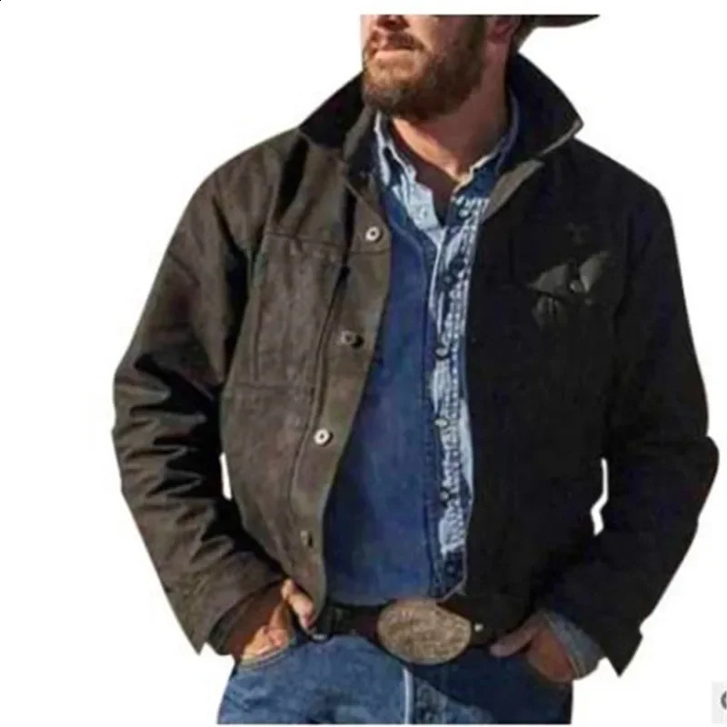 Mens Huangshi Laundry Jacket Casual Loose Large Solid Color Versatile Coat 240921