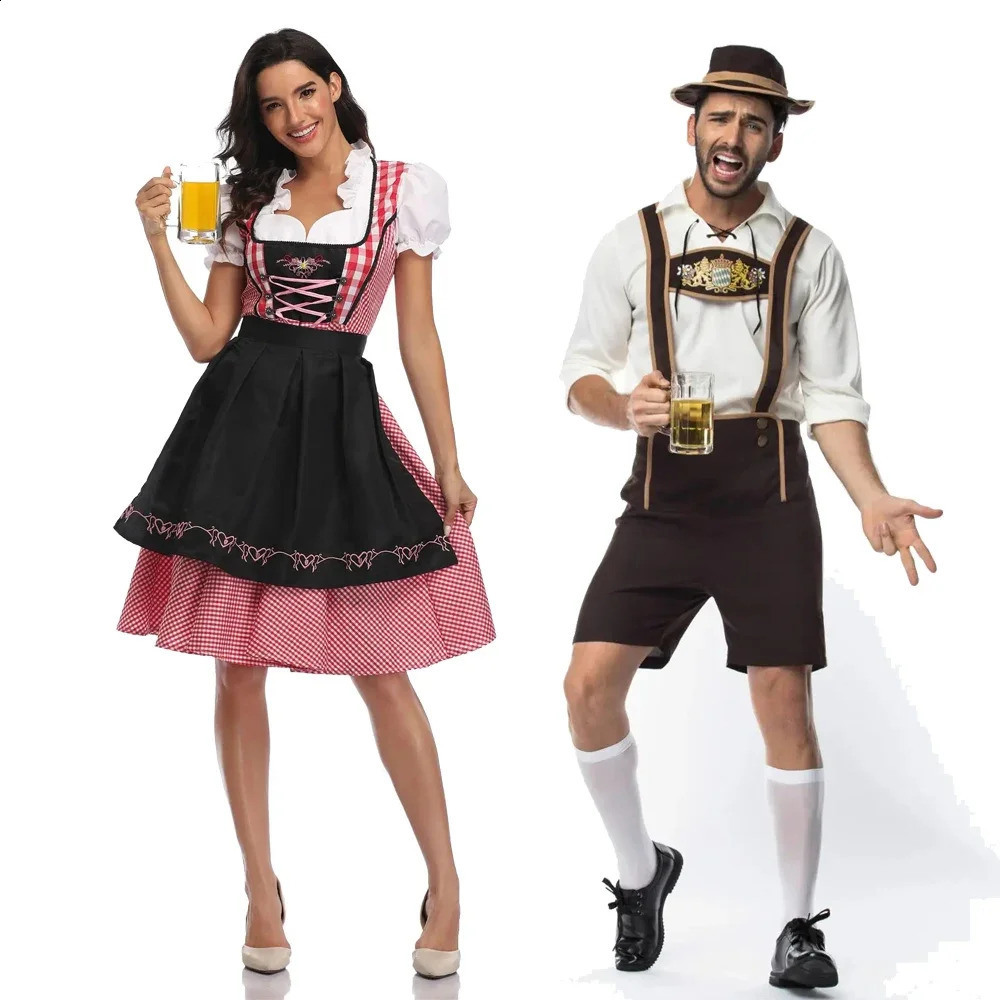 Maid Dress Adult Bavarian Beer Festival Dress Beer Carnival Party Dress Fancy Dress Mens Lederhosen Dirndl Dress 240926