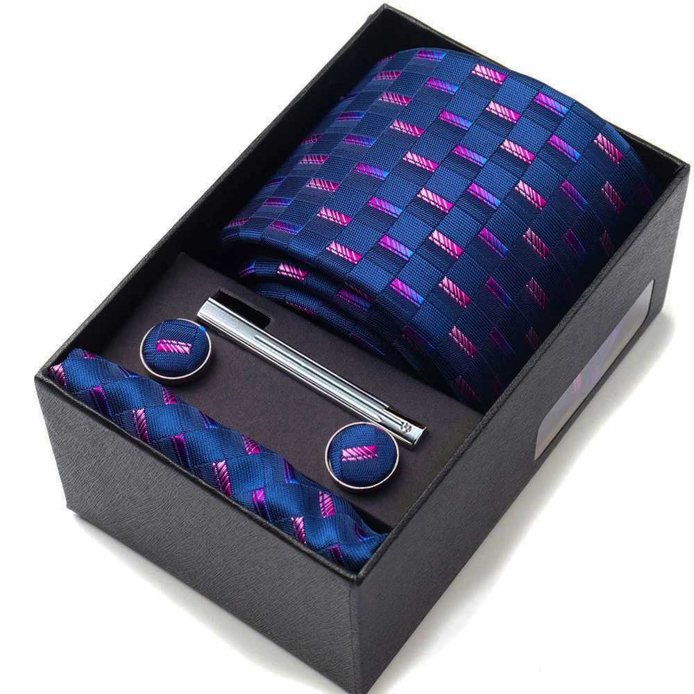 Mens tie gift box with collar handle cufflinks tie clip 6-piece set group business wedding holiday formal tie Y240925
