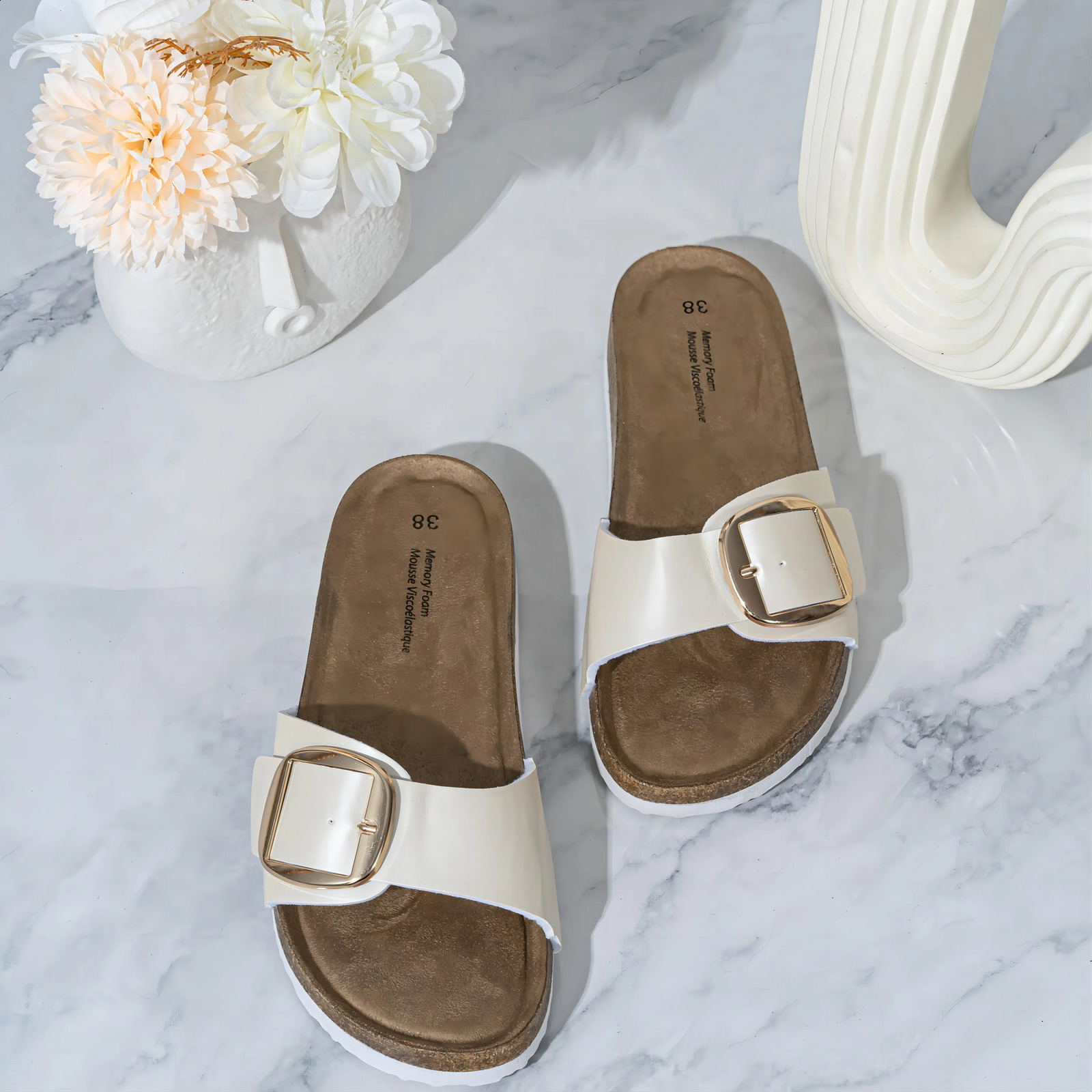 womens summer retro sandals lazy cork soles high-looking shoes for women 240924