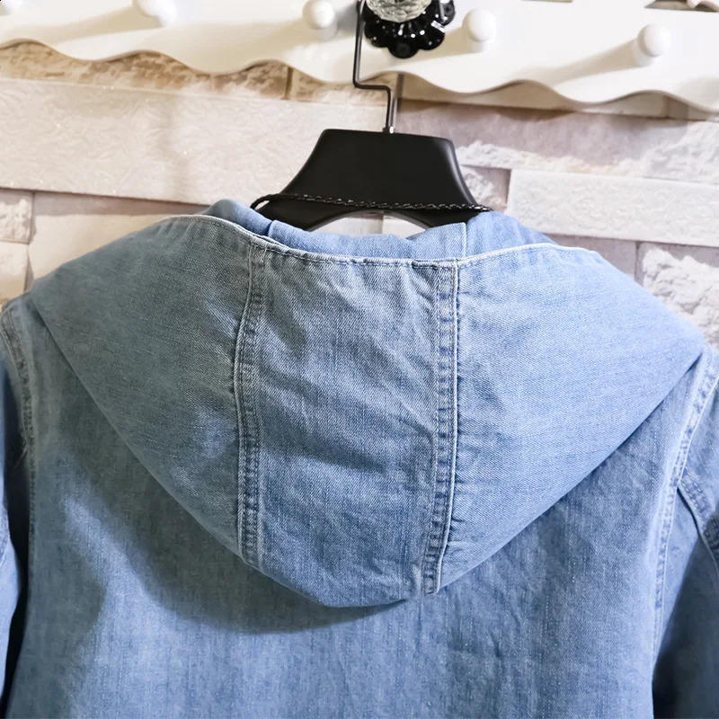 HOHO Mens Spring Denim Jacket Hooded Youth 240921