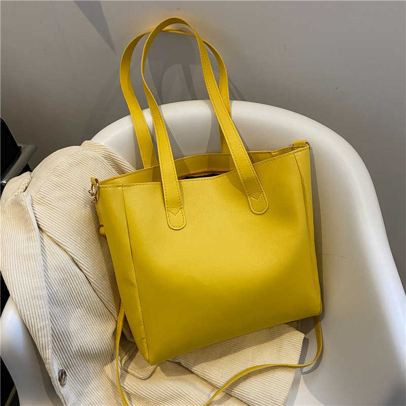 CMM Popular Large Bag Female Autumn Winter New Soft Leather Tote Bag Versatile College Student Class One Shoulder Messenger Bag