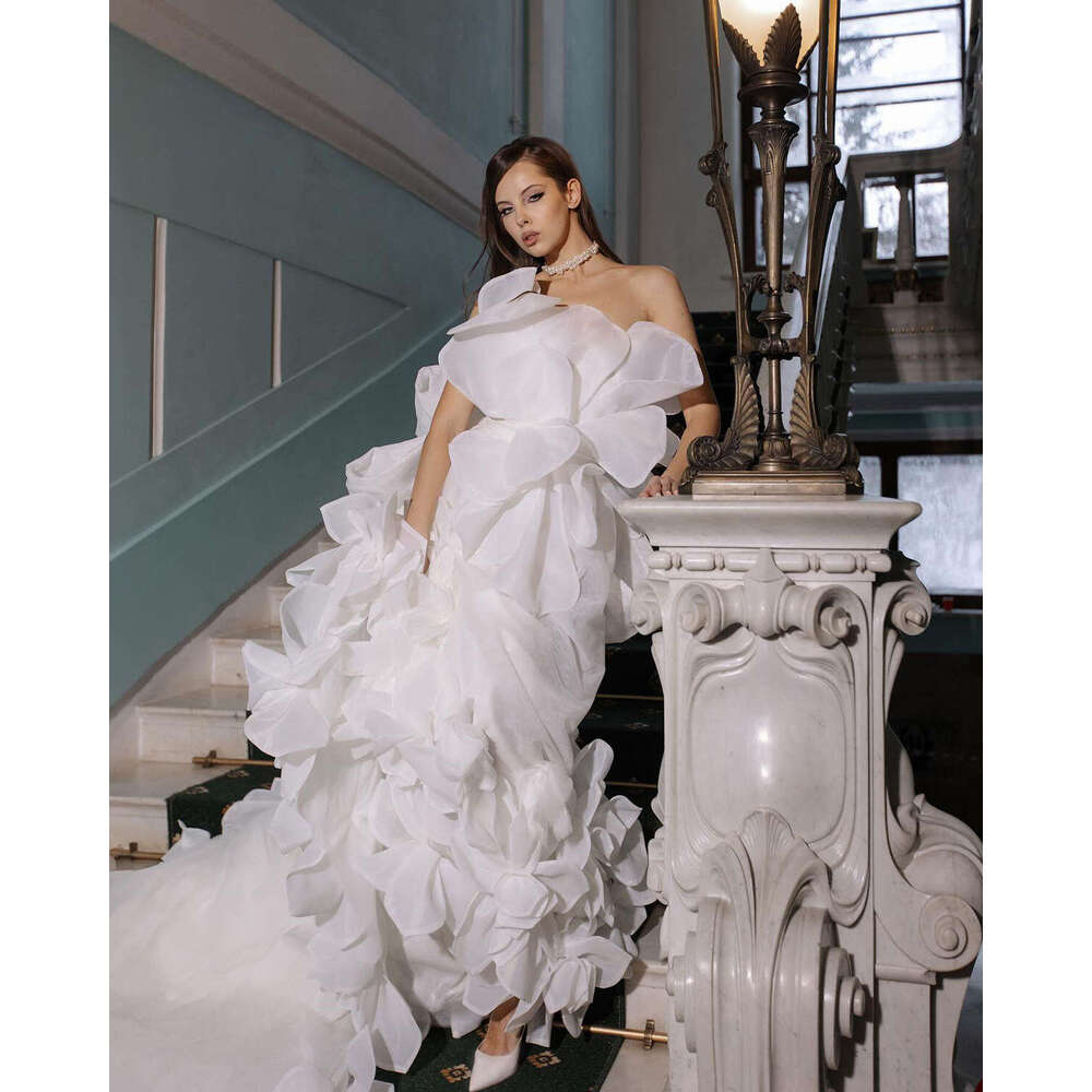 Princess Wedding Dresses A-E Strapless Appliques Backless Sleeveless Dress Bridal Gown Vestido De Novia Custom Made 0228Lz