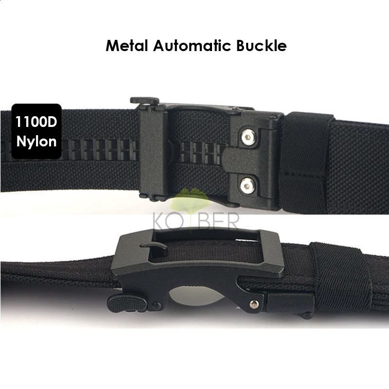 KOLBER mens hard tactical belt with metal automatic buckle military gun belt 1100D nylon outdoor IPSC belt with casual waist belt for men 240925